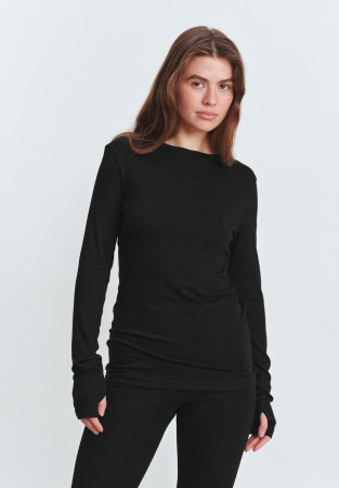 Лонгслів з розрізом для пальця чорний